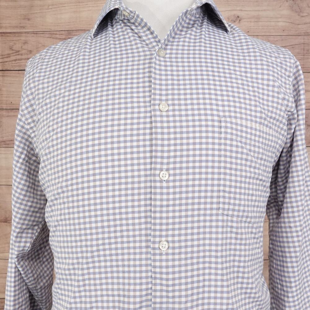 Van Heusen Flex Shirt Mens 16‎ 34/35 Blue Check Regular Fit Long Sleeve -20